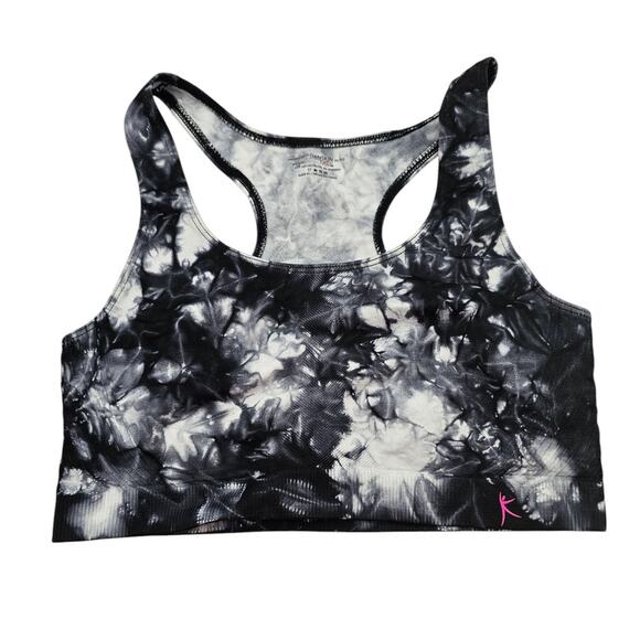 Danskin Womens Sz XL Racerback Sports Bra Black White Tie Dye - Picture 1 of 3